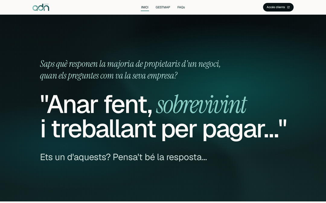 ADN Gestió — homepage of the live business-management platform