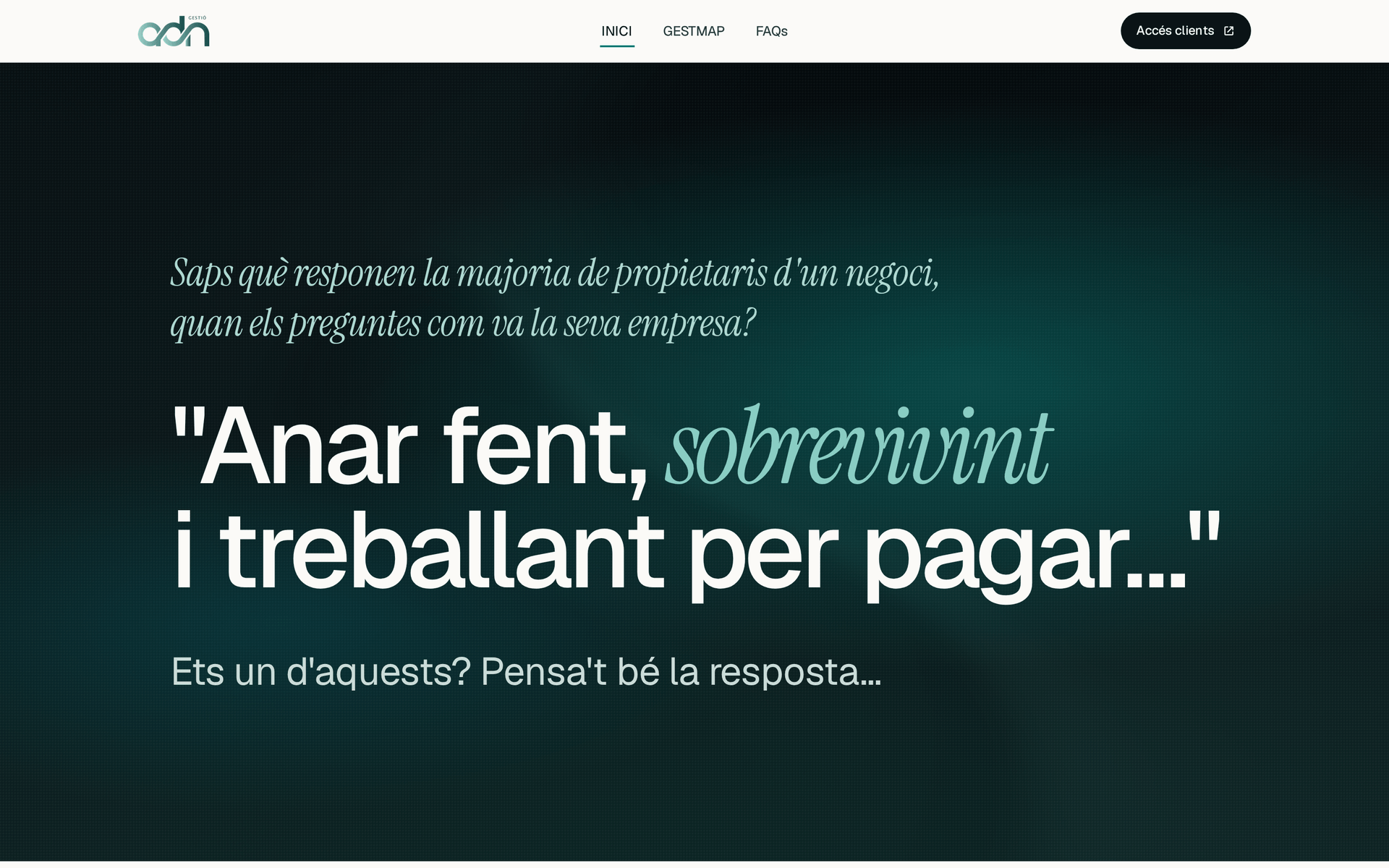 ADN Gestió — homepage of the live business-management platform